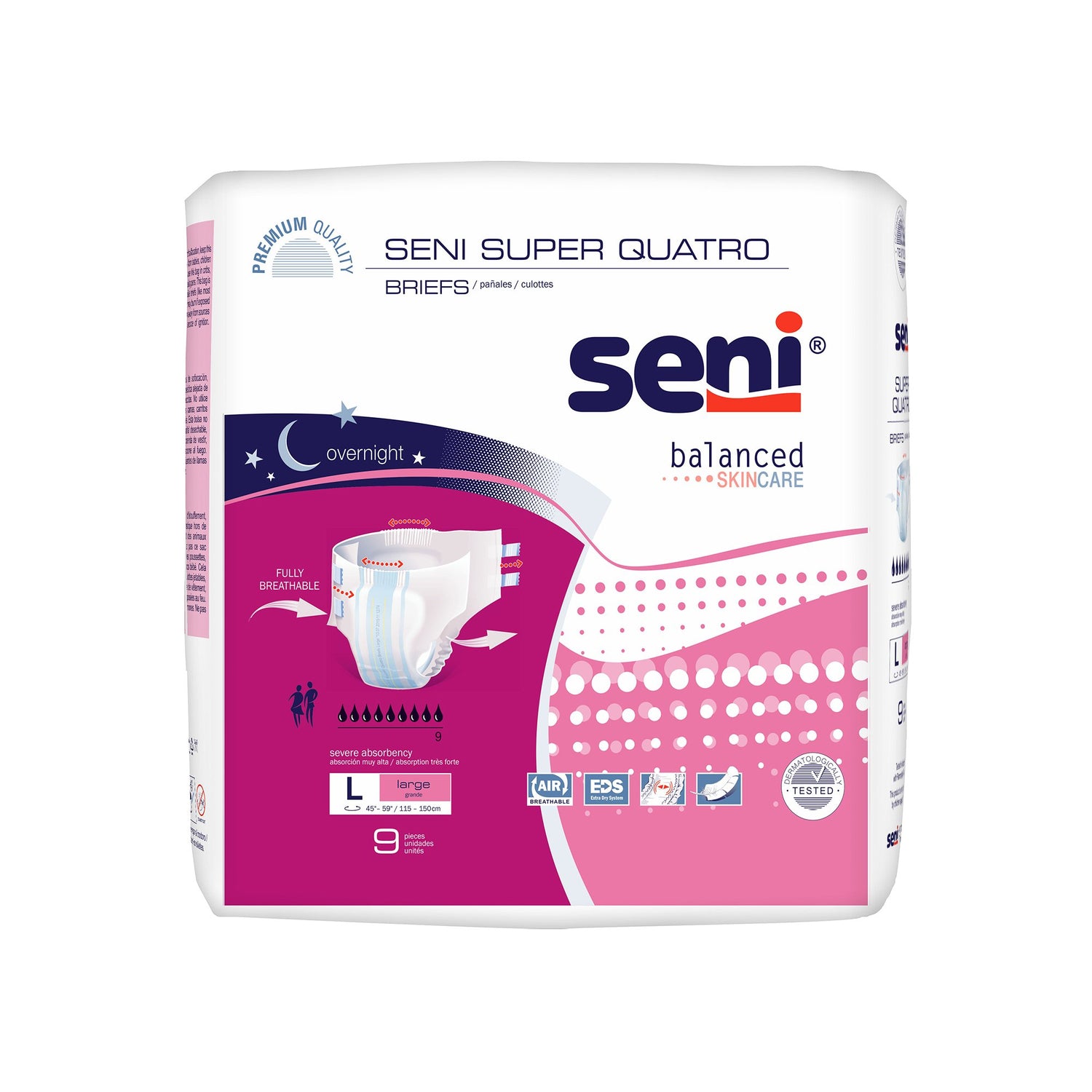 Unisex Adult Incontinence Brief Seni® Super Quatro Large Disposable Heavy Absorbency - BeHope