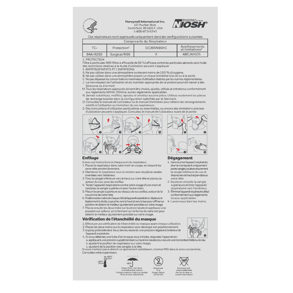 Particulate Respirator / Surgical Mask Honeywell DC365 Medical N95 ASTM F1862 Elastic Strap One Size Fits Most - BeHope