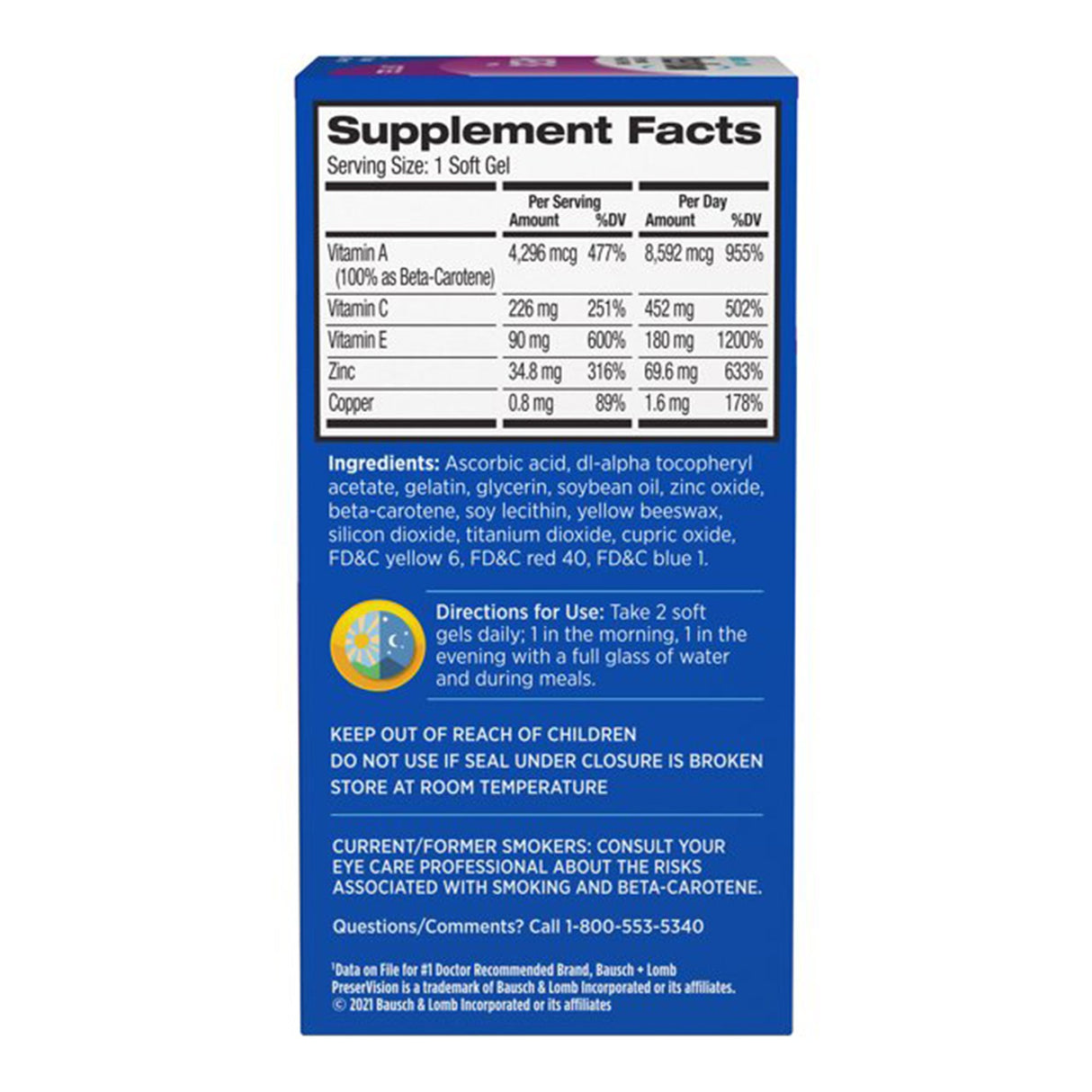 Vitamin Supplement PreserVision® Areds Softgel 100 per Bottle - BeHope