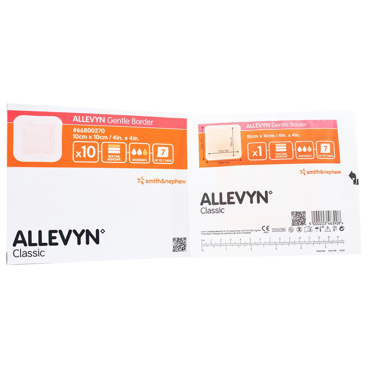 Foam Dressing Allevyn Gentle Border 4 X 4 Inch With Border Film Backing Silicone Gel Adhesive Square Sterile - BeHope