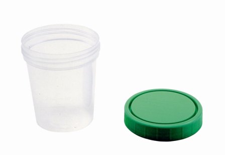 Specimen Container AMSure® 120 mL (4 oz.) Screw Cap Patient Information Poly Bagged Sterile / Sterile Inside Only - BeHope