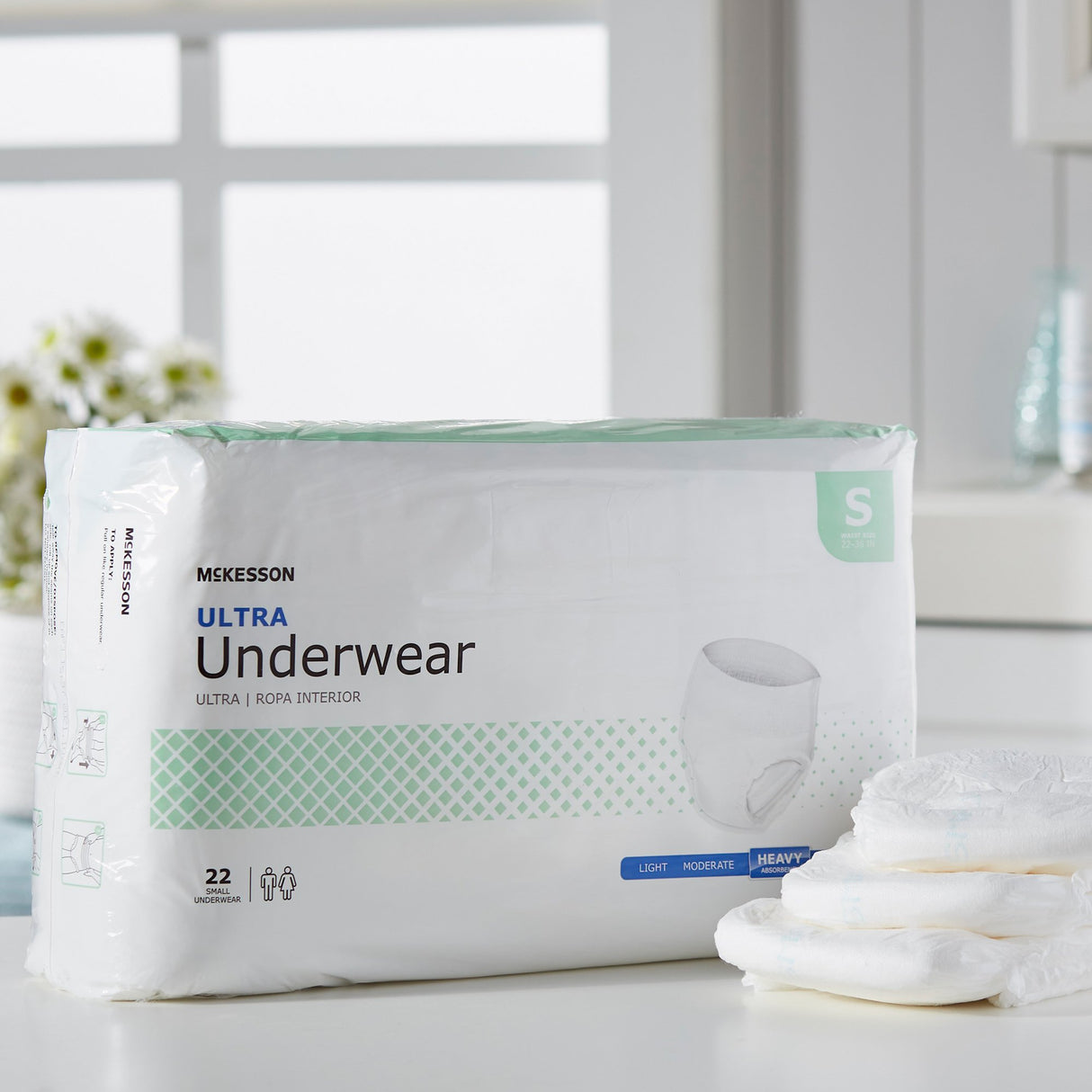Unisex Adult Absorbent Underwear McKesson Ultra Pull On with Tear Away Seams Small Disposable Heavy Absorbency - BeHope