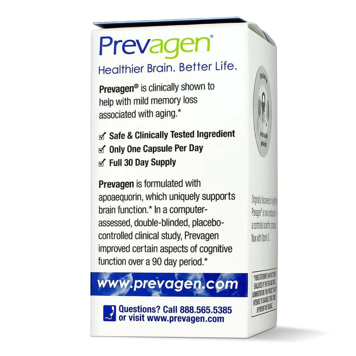 Brain Health Supplement Prevagen® Vitamin D / Apoaequorin 50 mcg - 10 mg Strength Capsule 30 per Bottle - BeHope