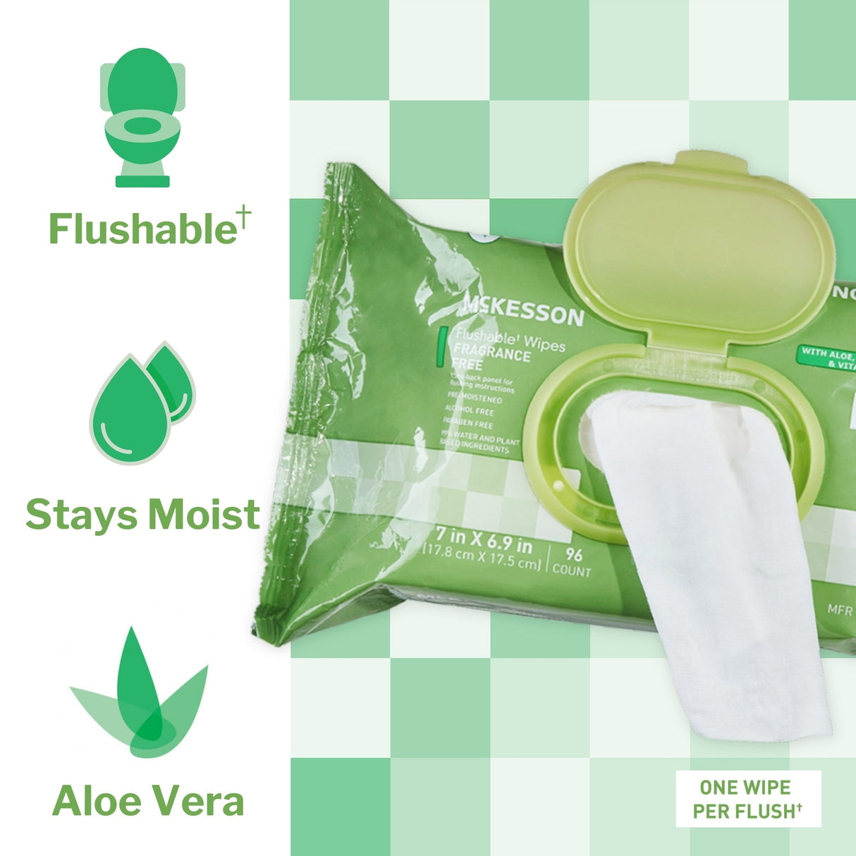 Flushable Personal Wipe McKesson Soft Pack Unscented 96 Count - BeHope
