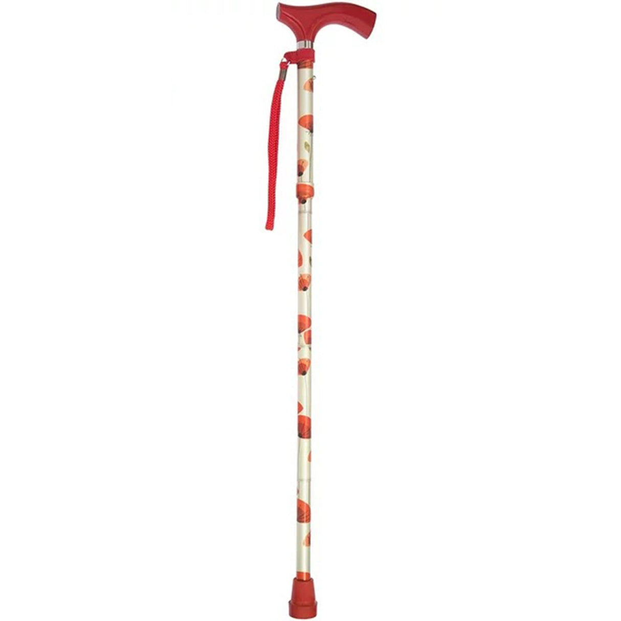 Folding Cane Switch Sticks® Aluminum 32 to 37 Inch Height Poppies Print - BeHope