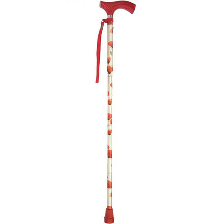 Folding Cane Switch Sticks® Aluminum 32 to 37 Inch Height Poppies Print - BeHope