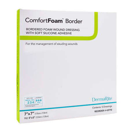 Foam Dressing ComfortFoam™ Border 7 X 7 Inch With Border Waterproof Backing Silicone Adhesive Square Sterile - BeHope