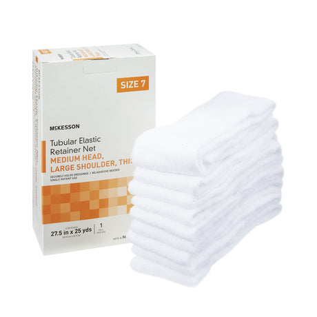 Elastic Net Retainer Dressing McKesson Tubular Elastic 27-1/2 Inch X 25 Yard (69.9 cm X 22.9 m) Size 7 White Medium Head / Large Shoulder / Thigh NonSterile - BeHope