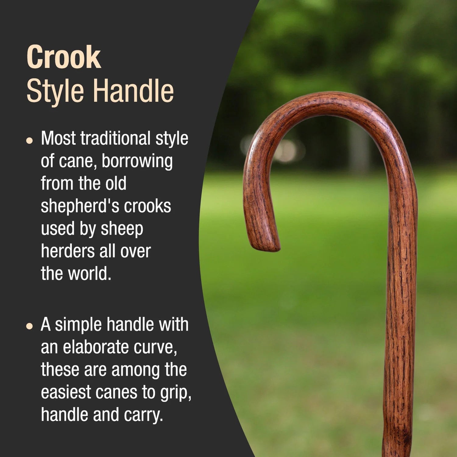 Round Handle Cane Brazos™ Twisted Wood 37 Inch Height Red Oak - BeHope
