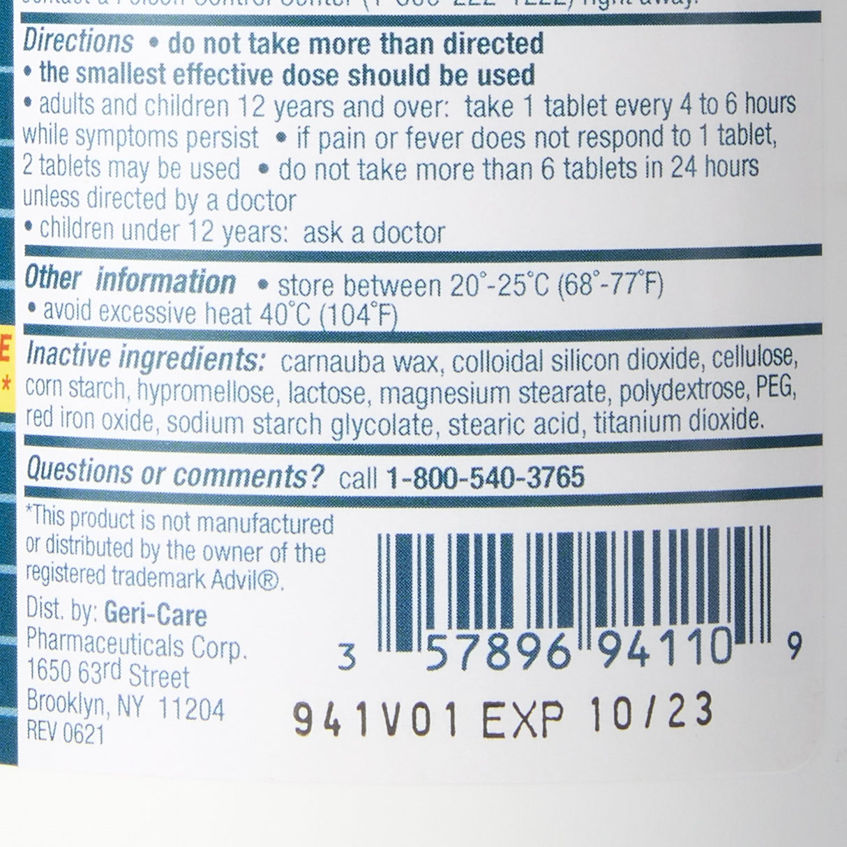 Pain Relief Geri-Care® 200 mg Strength Ibuprofen Tablet 1000 Per Bottle - BeHope