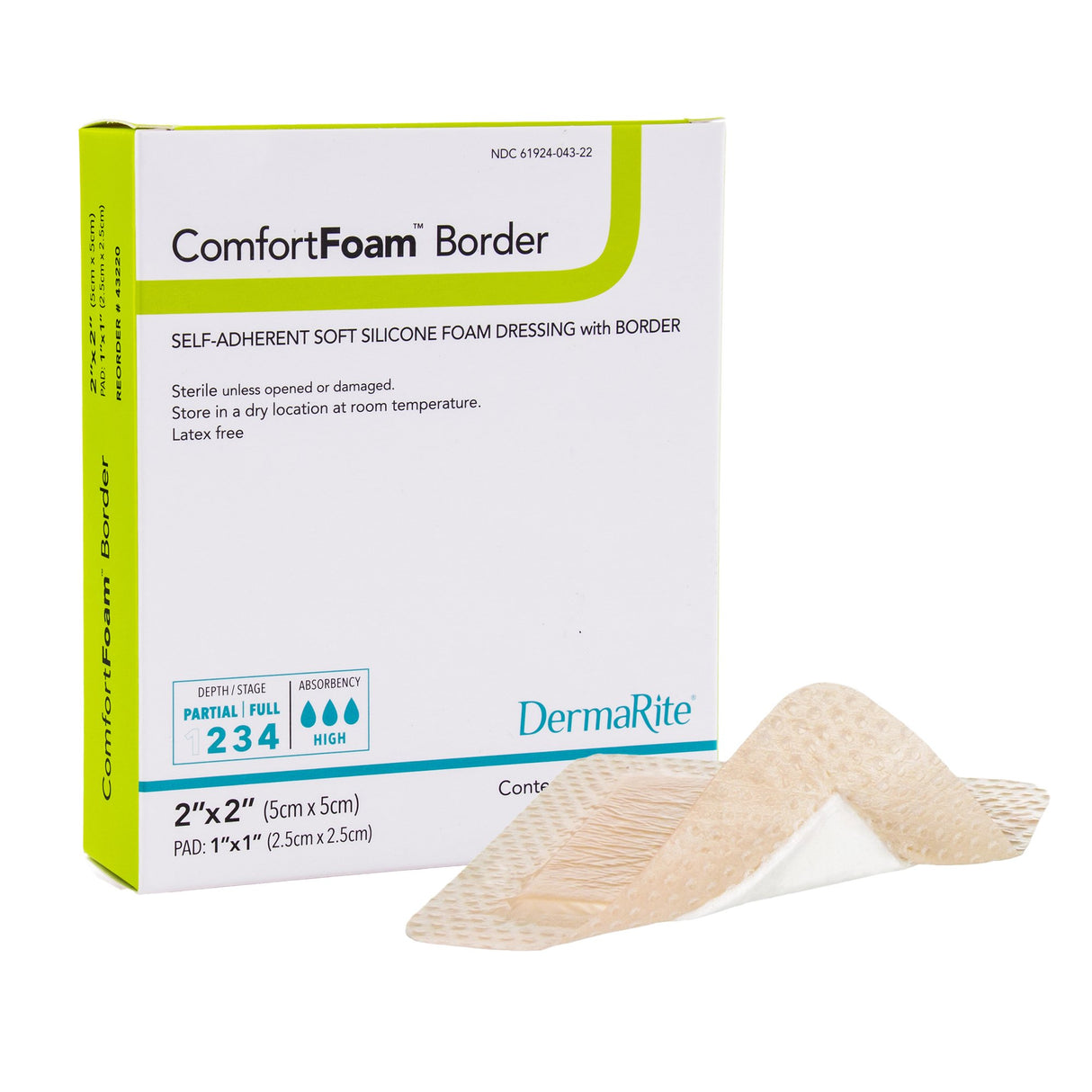 Foam Dressing ComfortFoam™ Border 2 X 2 Inch With Border Waterproof Backing Silicone Adhesive Square Sterile - BeHope