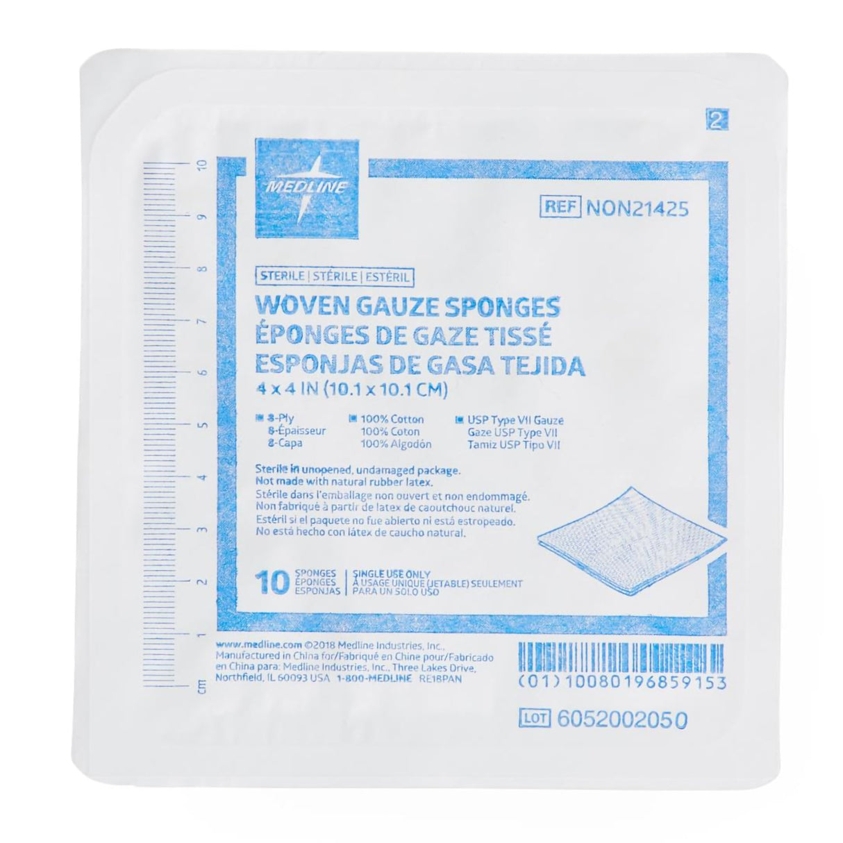 Gauze Sponge Medline 4 X 4 Inch 8-Ply Sterile 10 per Tray - BeHope