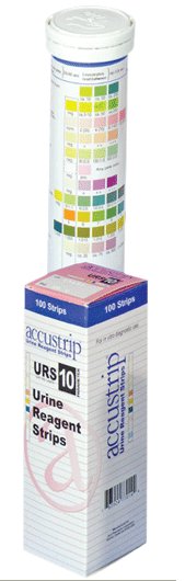 Urinalysis Reagent Accustrip® Bilirubin, Blood, Glucose, Ketone, Leukocytes, Nitrite, pH, Protein, Specific Gravity, Urobilinogen For URS Reader or Visual Read 100 Tests - BeHope