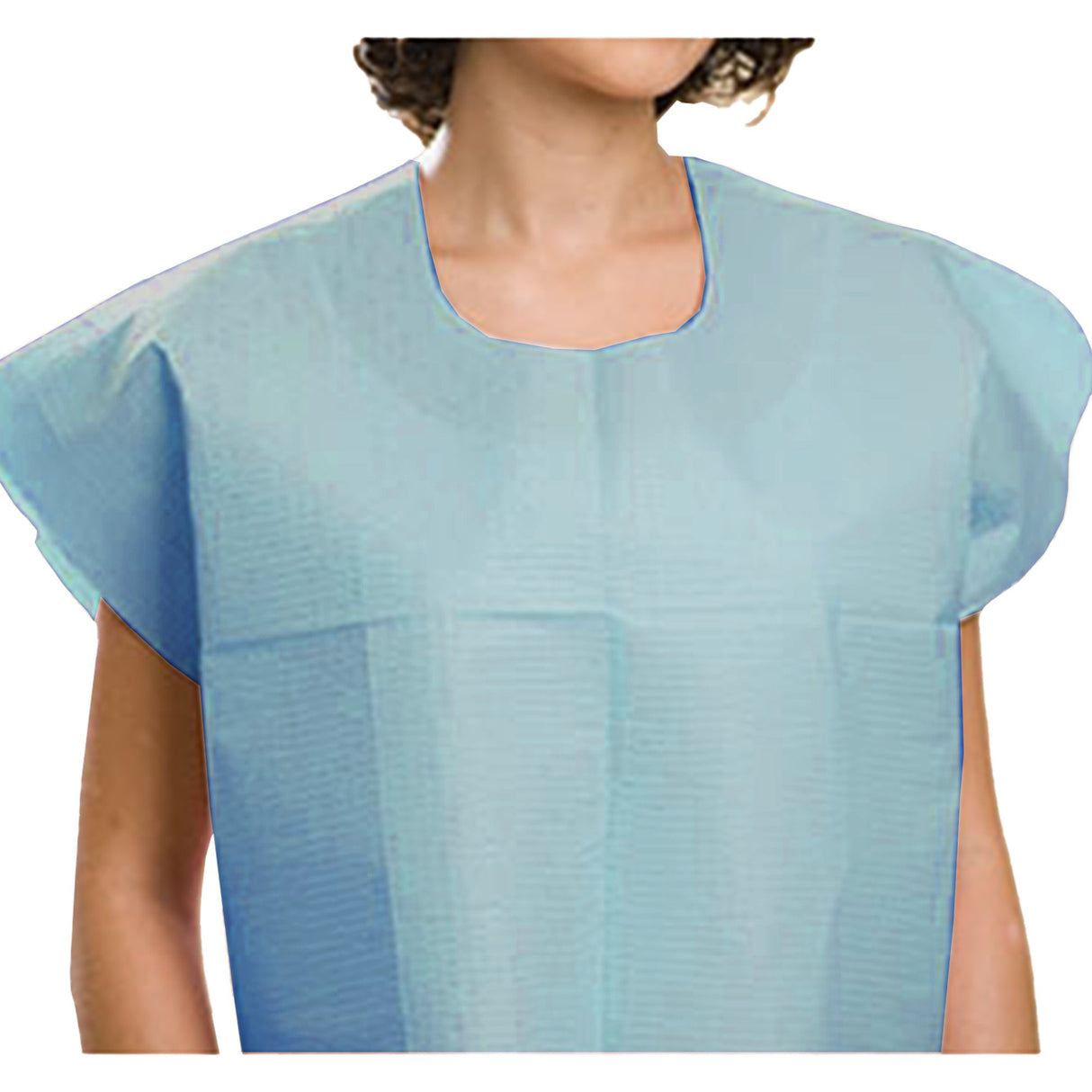 Exam Cape Blue One Size Fits Most Front / Back Opening Without Closure Unisex Disposable - BeHope