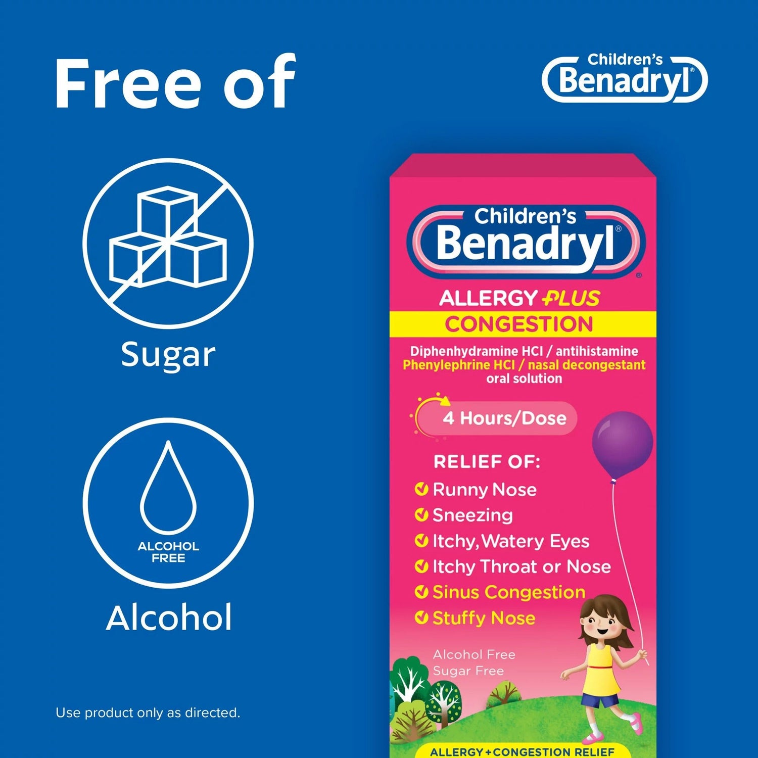 Children's Allergy Relief Children’s BENADRYL® Allergy Plus Congestion 12.5 mg - 5 mg Strength Liquid 4 oz. - BeHope