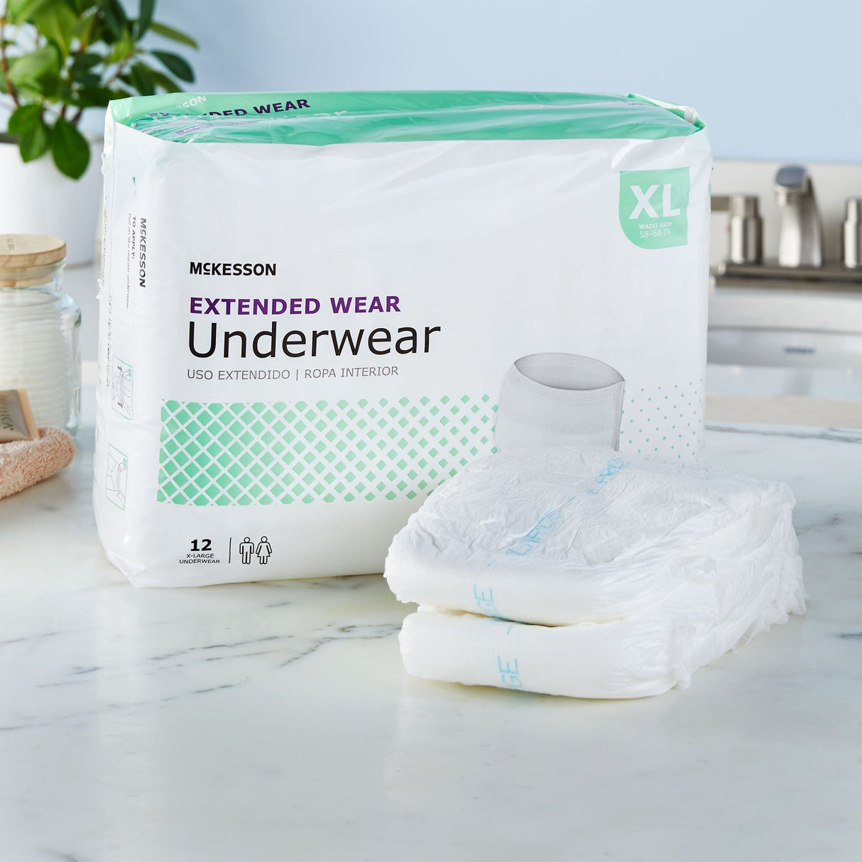 Unisex Adult Absorbent Underwear McKesson Pull On with Tear Away Seams X-Large Disposable Heavy Absorbency - BeHope