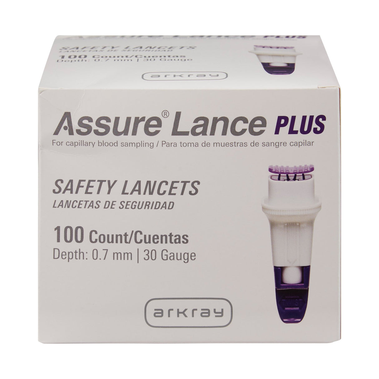Safety Lancet Assure® 30 Gauge Protective Safety Cap Push Button Activation Finger - BeHope