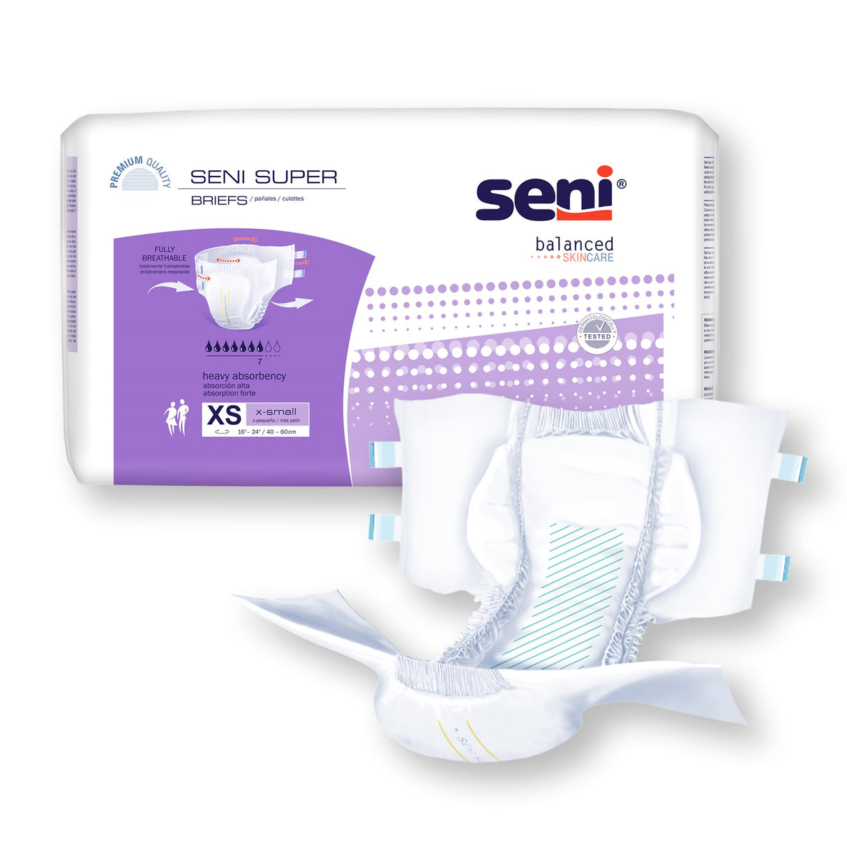 Unisex Adult Incontinence Brief Seni® Super X-Small Disposable Heavy Absorbency - BeHope