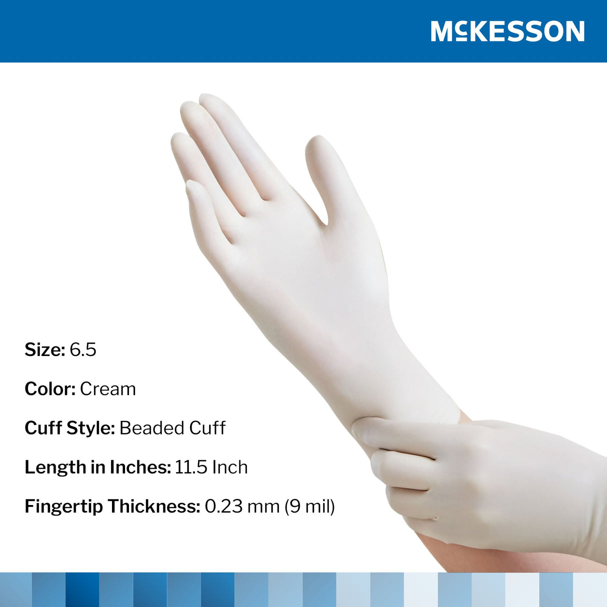 Surgical Glove McKesson Perry® Size 6.5 Sterile Latex Standard Cuff Length Smooth Cream Chemo Tested - BeHope