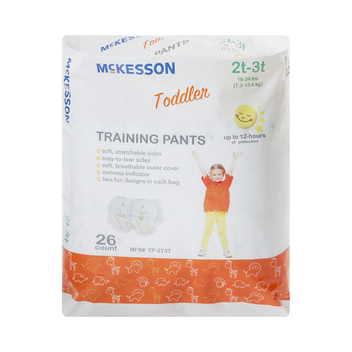 Unisex Toddler Training Pants McKesson Pull On with Tear Away Seams Size 2T to 3T Disposable Heavy Absorbency - BeHope