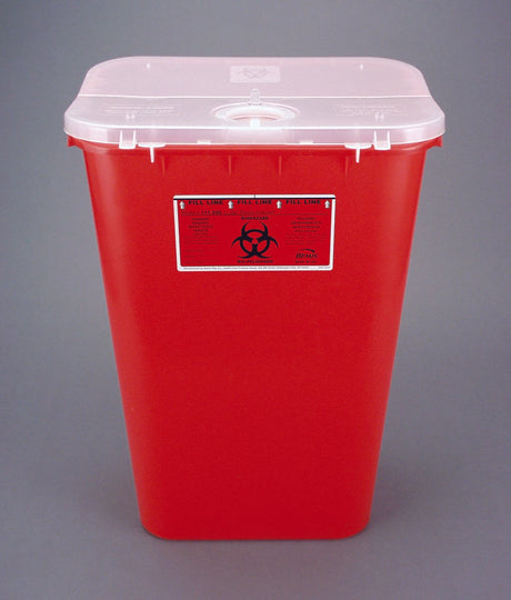 Sharps Container Bemis™ Sentinel Red Base 22-1/2 H X 16-1/2 L X 11-13/16 W Inch Horizontal / Vertical Entry 11 Gallon - BeHope