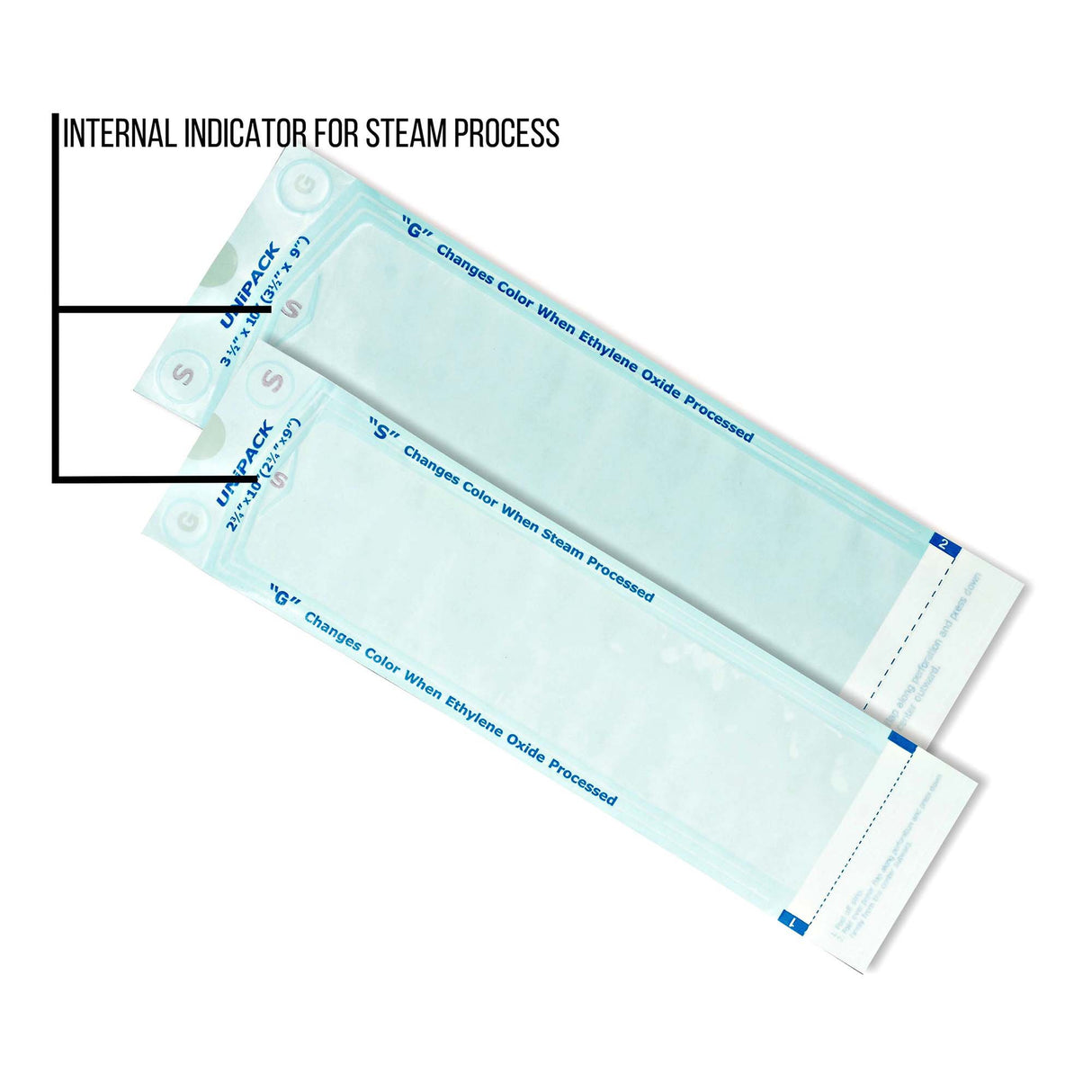 Sterilization Pouch UniPack Ethylene Oxide (EO) Gas / Steam 10 X 15 Inch Transparent Blue / White Self Seal Paper / Film - BeHope