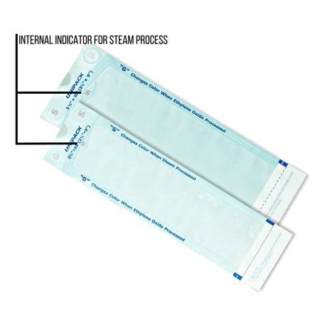 Sterilization Pouch UniPack Ethylene Oxide (EO) Gas / Steam 10 X 15 Inch Transparent Blue / White Self Seal Paper / Film - BeHope