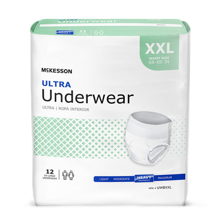 Unisex Adult Absorbent Underwear McKesson Ultra Pull On with Tear Away Seams 2X-Large Disposable Heavy Absorbency - BeHope