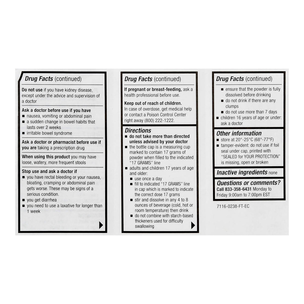 Laxative Foster & Thrive Unflavored Powder 8.3 oz. 17 Gram Strength Polyethylene Glycol 3350