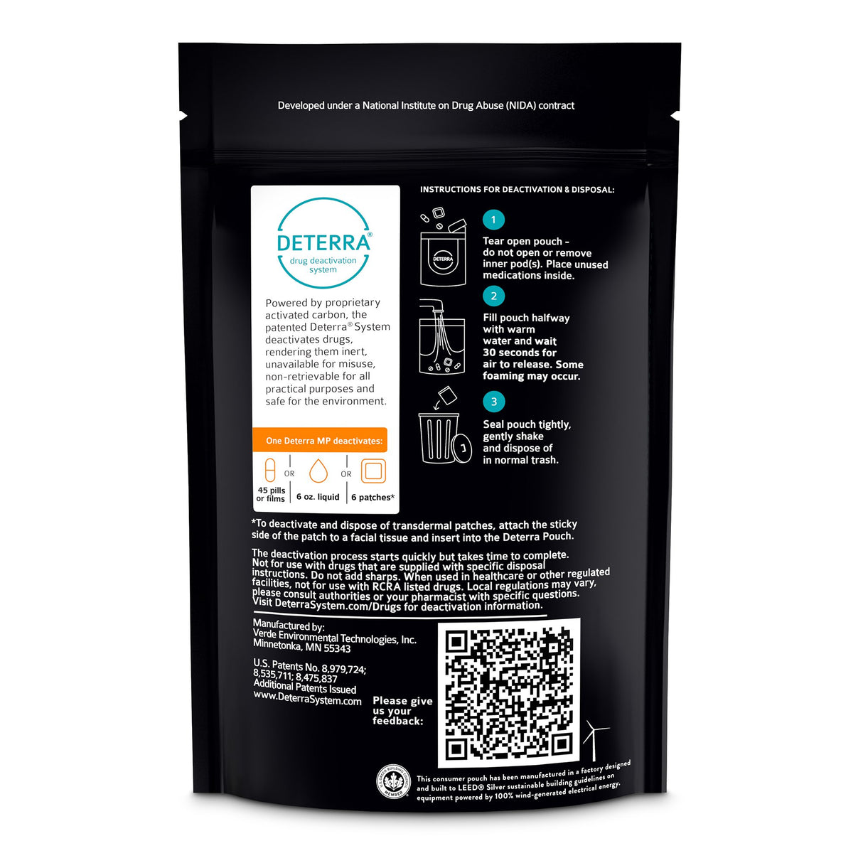 Drug Disposal Pouch Deterra® Medium, 45 Pill or 6 Patch or 6 oz. Liquid Capacity - BeHope