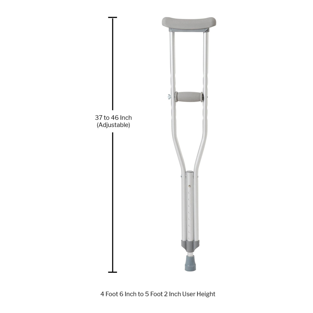 Underarm Crutches McKesson Youth 4 Foot 6 Inch to 5 Foot 2 Inch User Height Aluminum Frame 350 lbs. Weight Capacity - BeHope