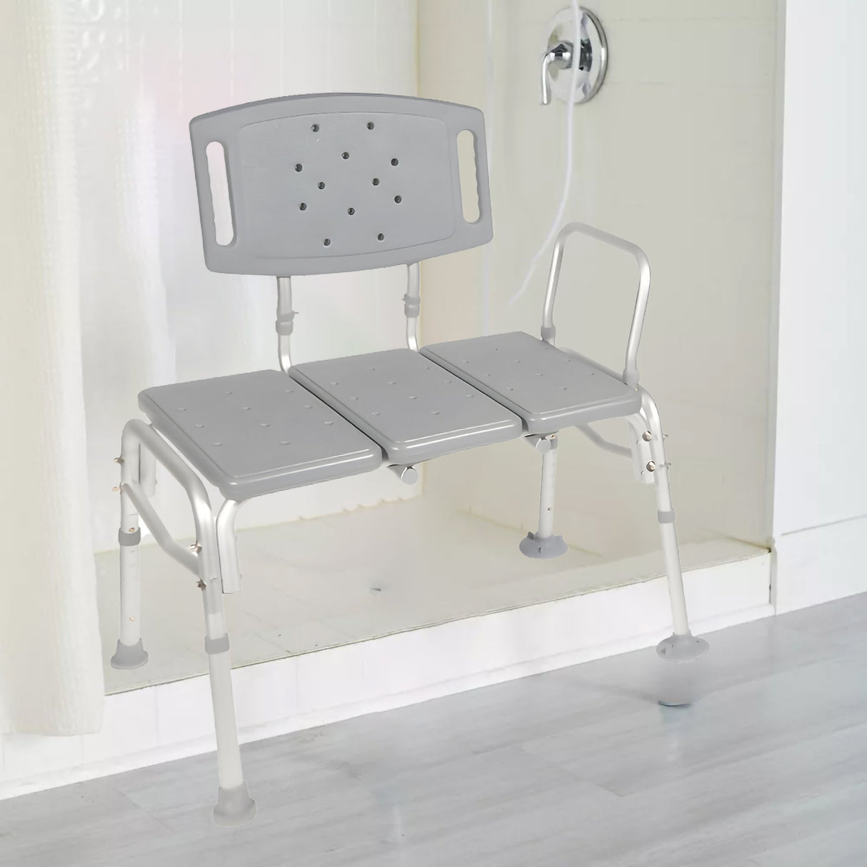 McKesson Knocked Down Bariatric Bath Transfer Bench Arm Rail 18-1/4 to 23-1/4 Inch Seat Height 500 lbs. Weight Capacity - BeHope