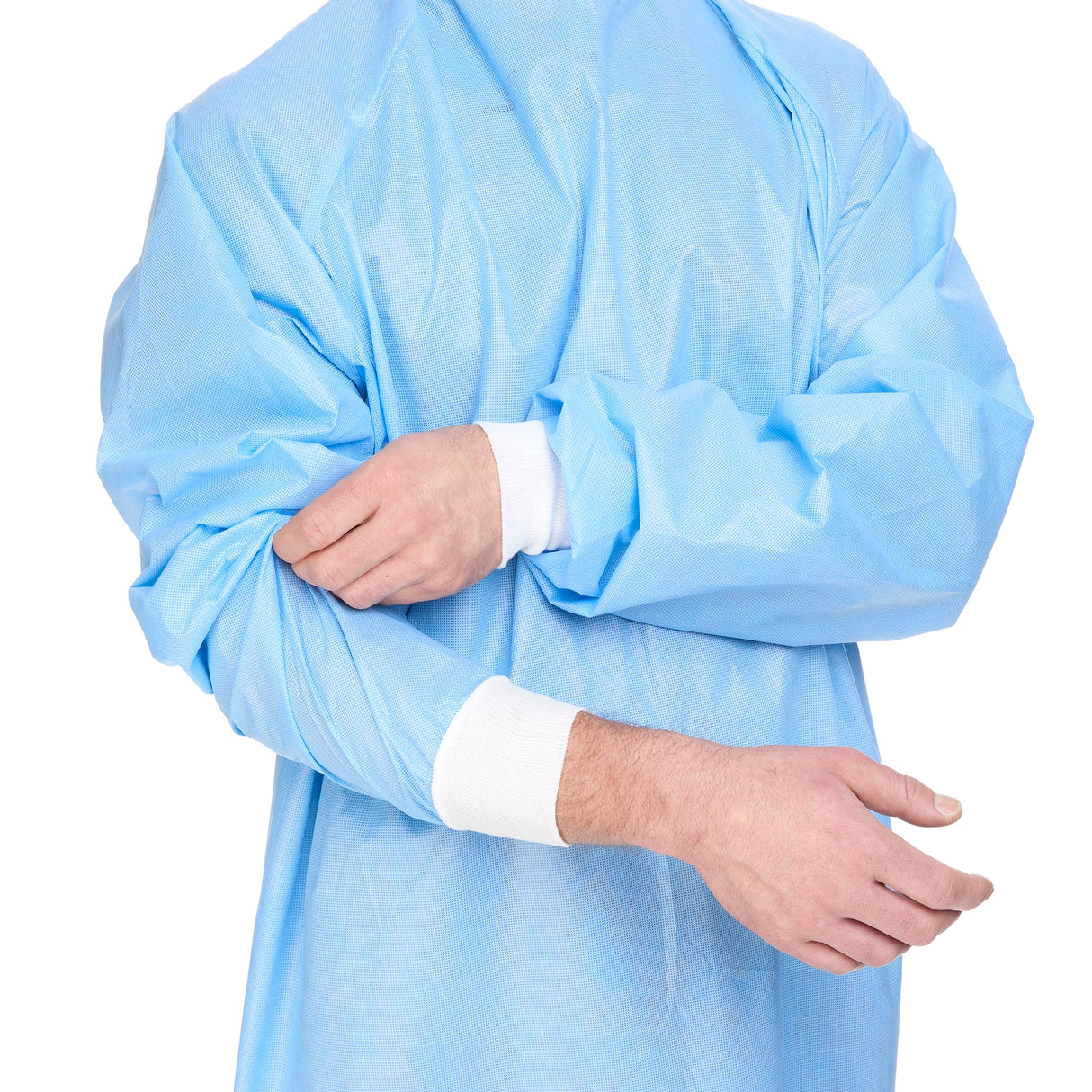 Non-Reinforced Surgical Gown with Towel Halyard Basics X-Large Blue Sterile Disposable - BeHope