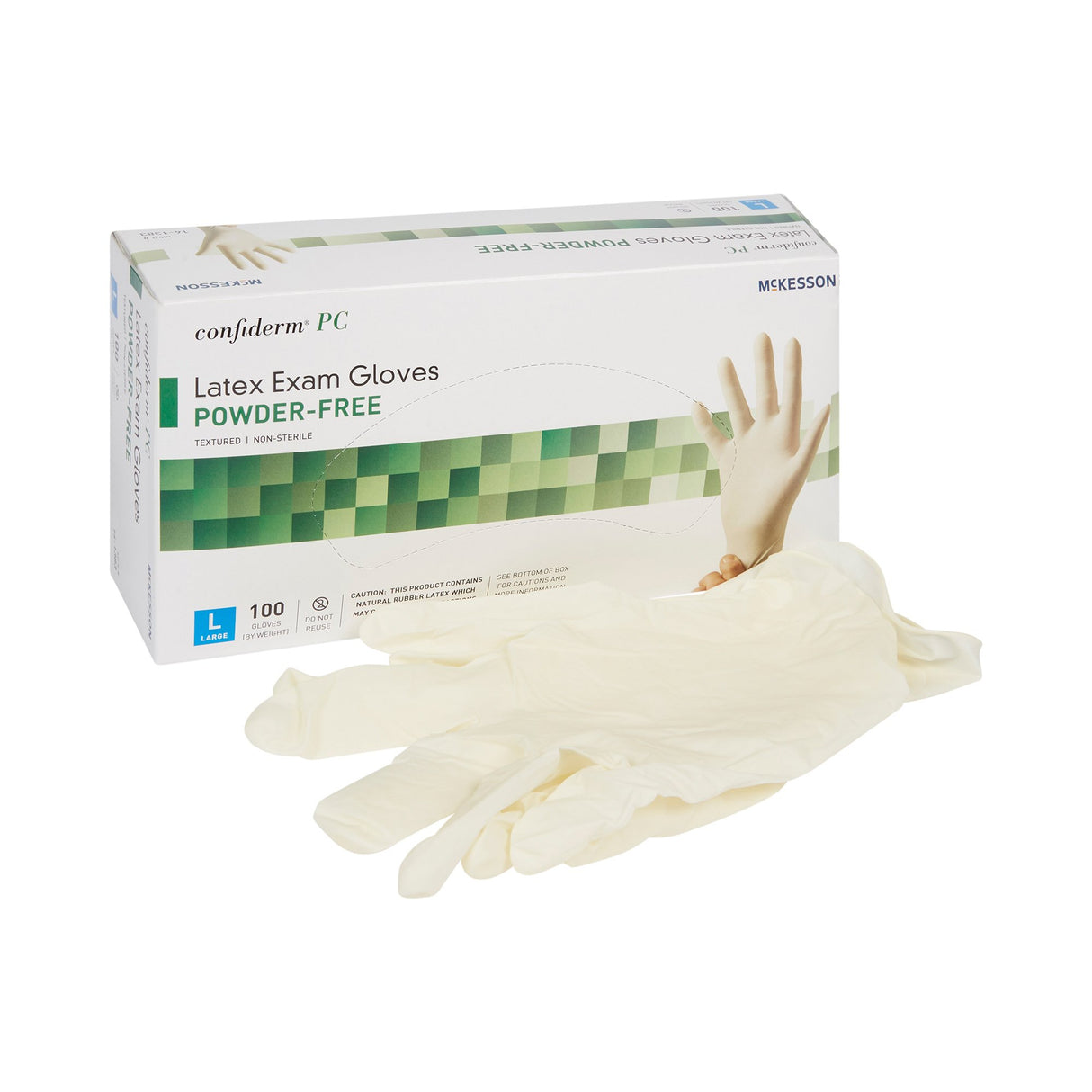 Exam Glove McKesson Confiderm® Large NonSterile Latex Standard Cuff Length Fully Textured Ivory Not Rated - BeHope
