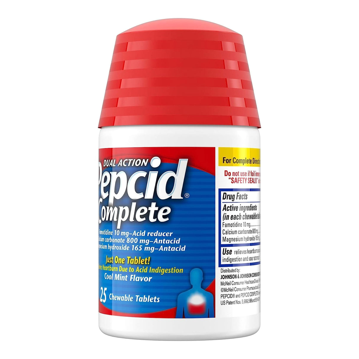 Antacid Pepcid® Complete 800 mg - 165 mg - 10 mg Strength Chewable Tablet 25 per Bottle - BeHope