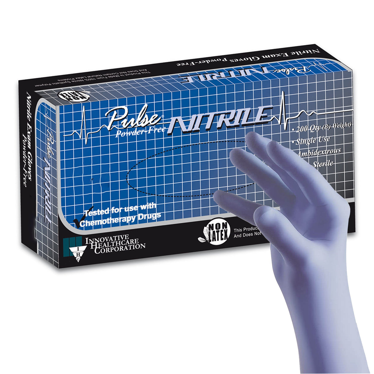Exam Glove Pulse® Nitrile 2X-Large NonSterile Nitrile Standard Cuff Length Textured Fingertips Aqua Blue Chemo Tested / Fentanyl Tested - BeHope