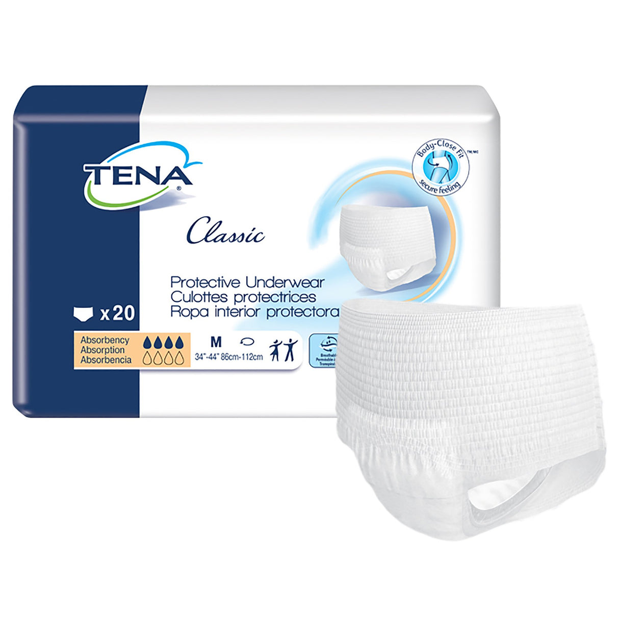 Unisex Adult Absorbent Underwear TENA® Classic Pull On with Tear Away Seams Medium Disposable Moderate Absorbency - BeHope