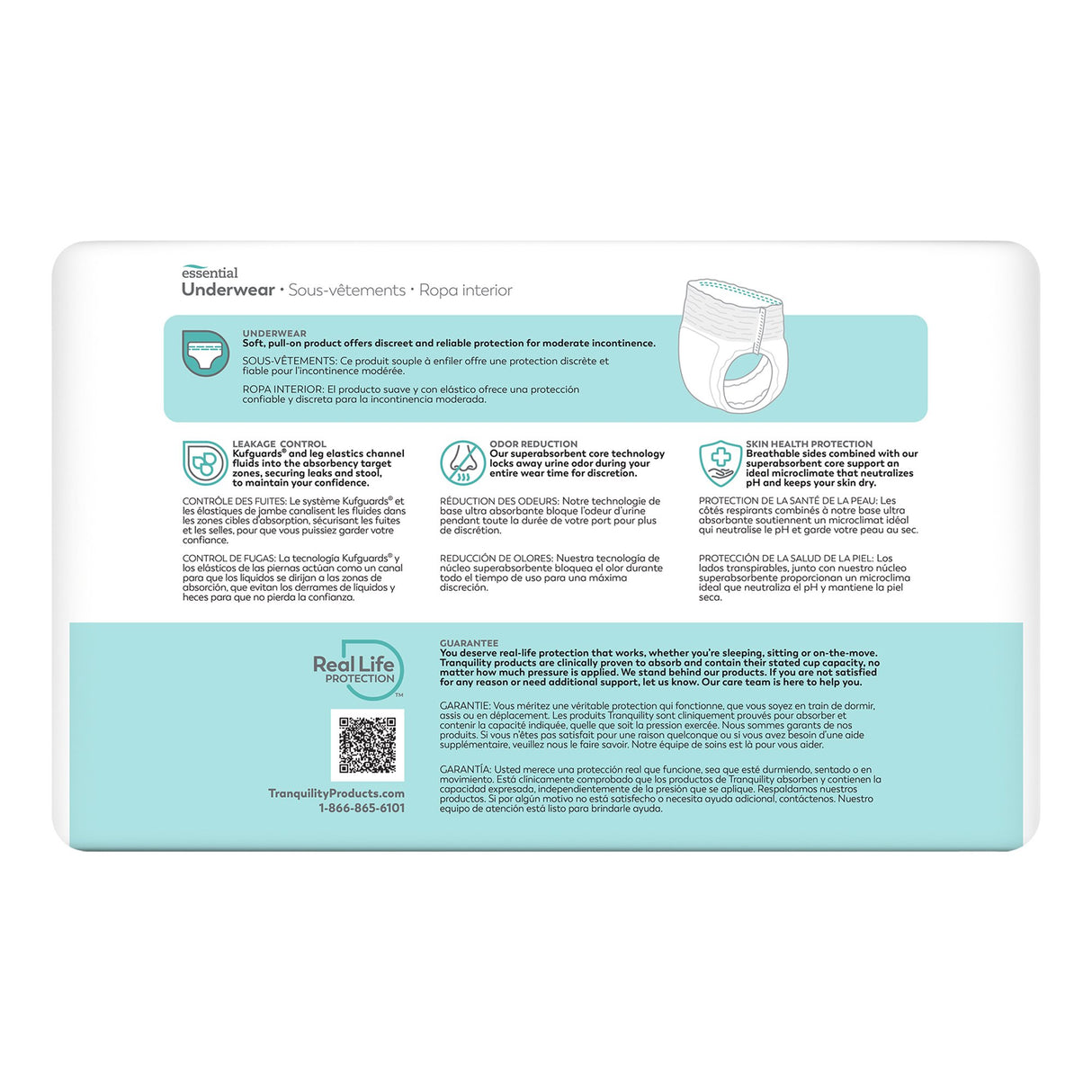 Unisex Adult Absorbent Underwear Tranquility® Essential Pull On with Tear Away Seams Large Disposable Moderate Absorbency - BeHope