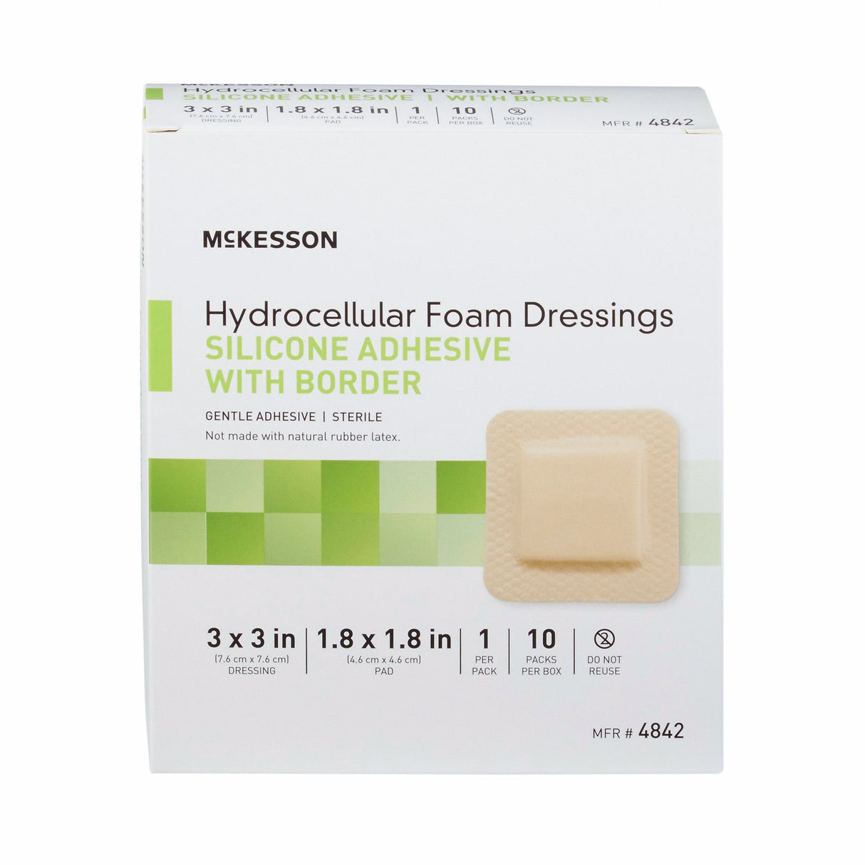 Foam Dressing McKesson 3 X 3 Inch With Border Film Backing Silicone Gel Adhesive Square Sterile - BeHope