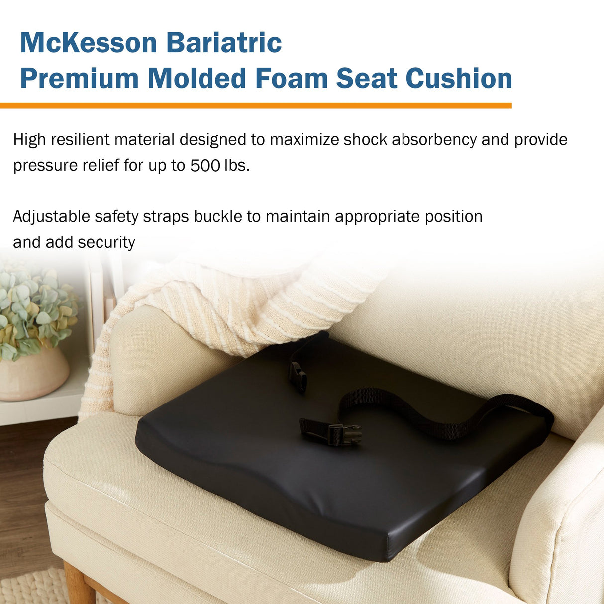 Contoured Seat Cushion McKesson 22 W X 18 L X 3 D Inch Molded Foam - BeHope