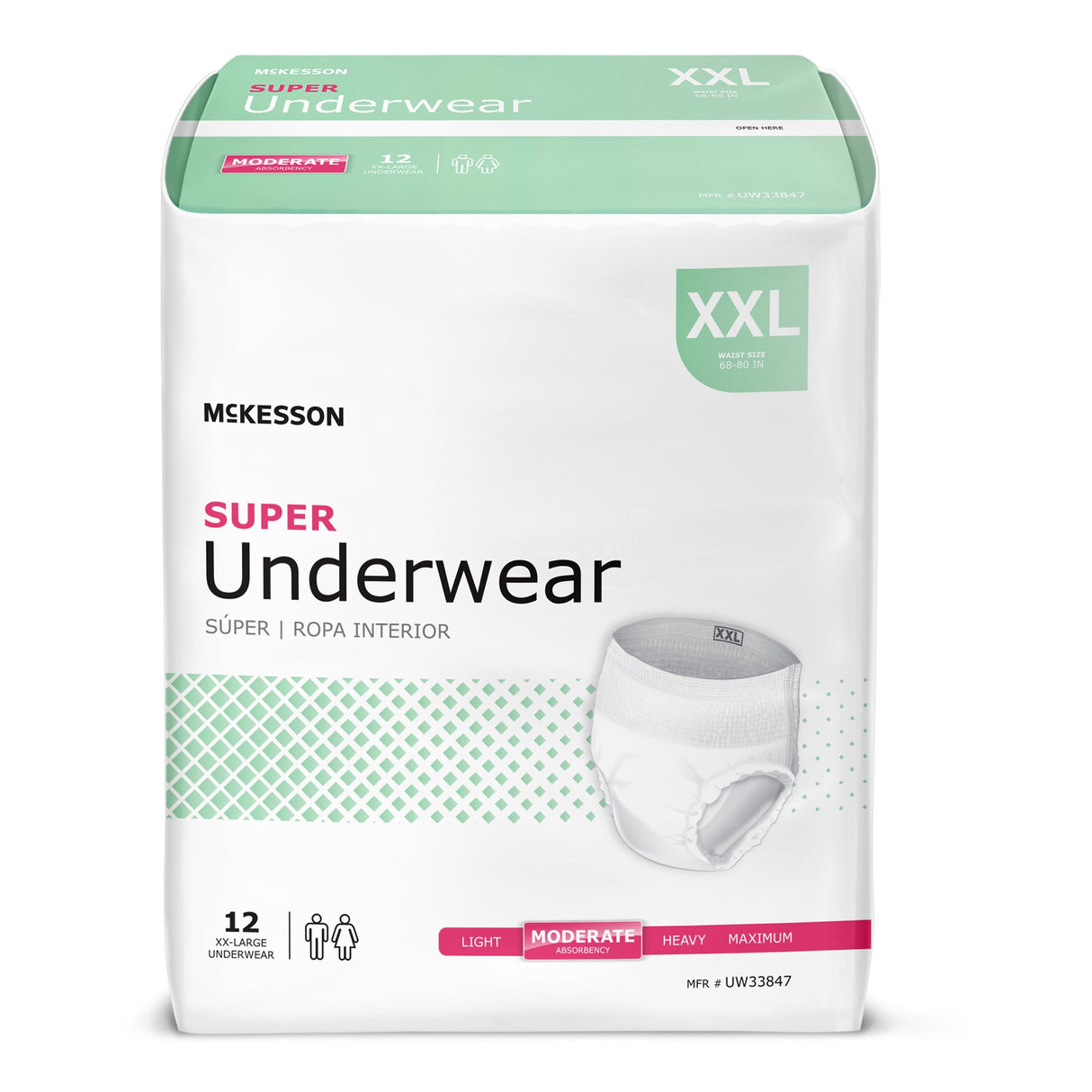 Unisex Adult Absorbent Underwear McKesson Pull On with Tear Away Seams 2X-Large Disposable Moderate Absorbency - BeHope