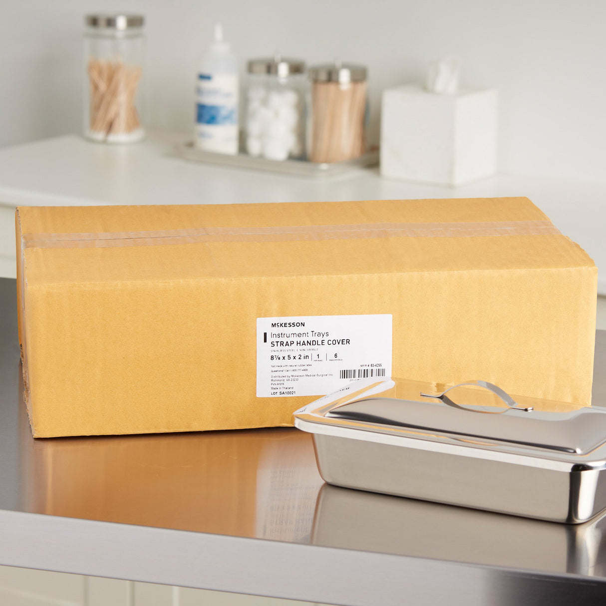 Instrument Tray McKesson Strap Handle Stainless Steel 8-7/8 X 5 X 2 Inch - BeHope