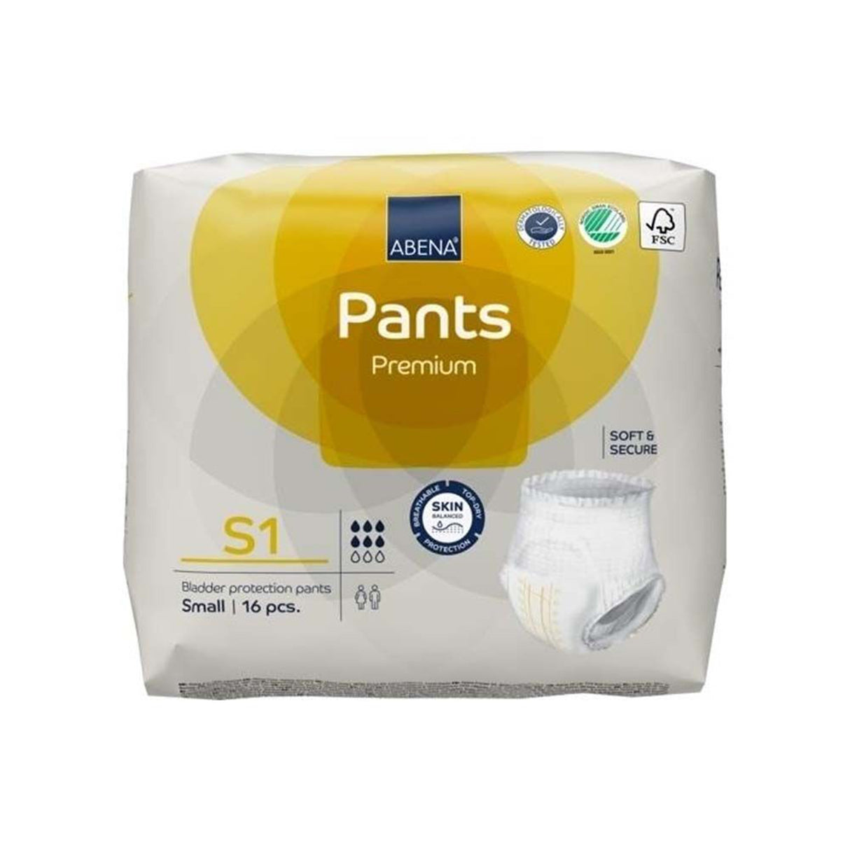Unisex Adult Absorbent Underwear Abena® Premium Pants S1 Pull On with Tear Away Seams Small Disposable Heavy Absorbency - BeHope