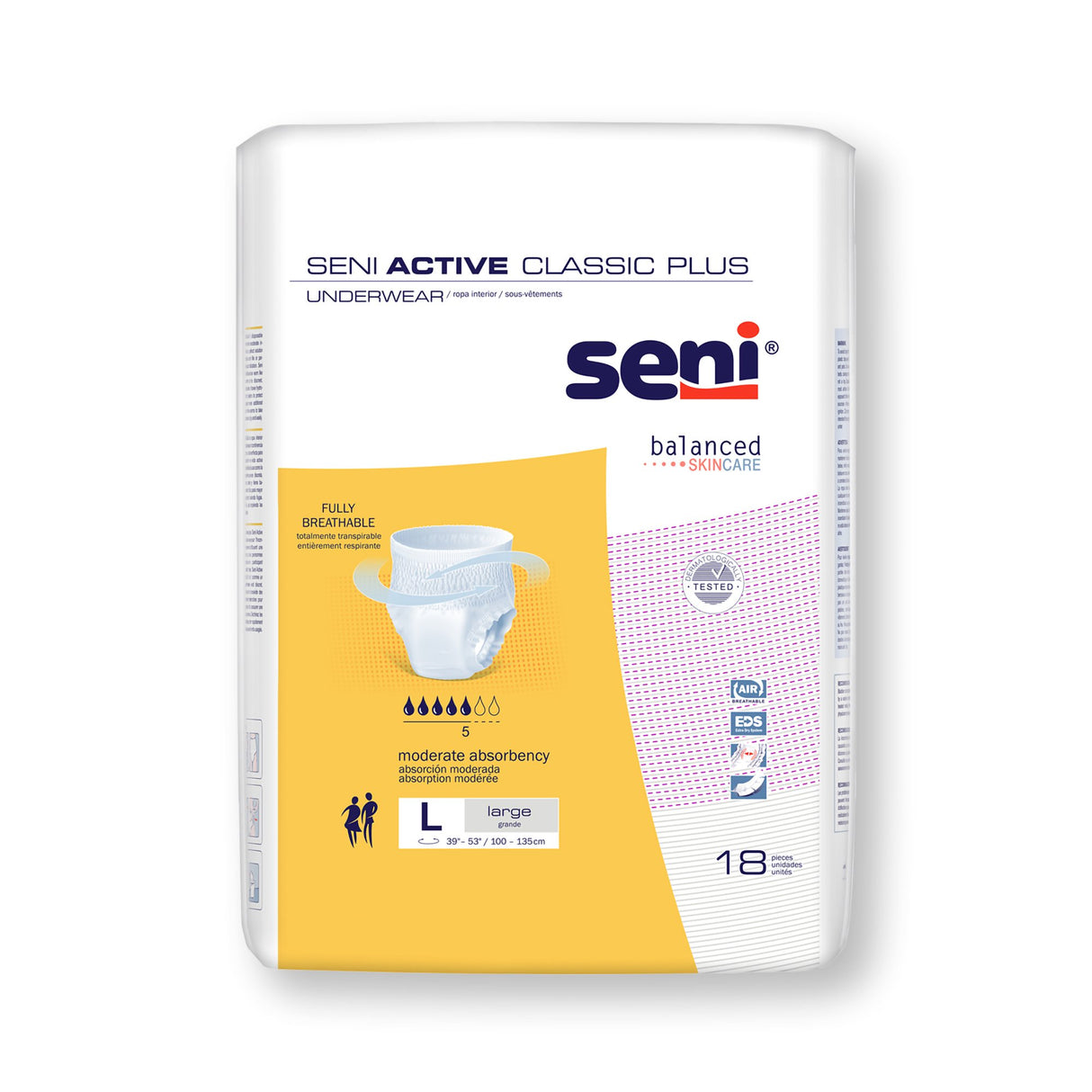 Unisex Adult Absorbent Underwear Seni® Active Classic Plus Pull On with Tear Away Seams Large Disposable Moderate Absorbency - BeHope