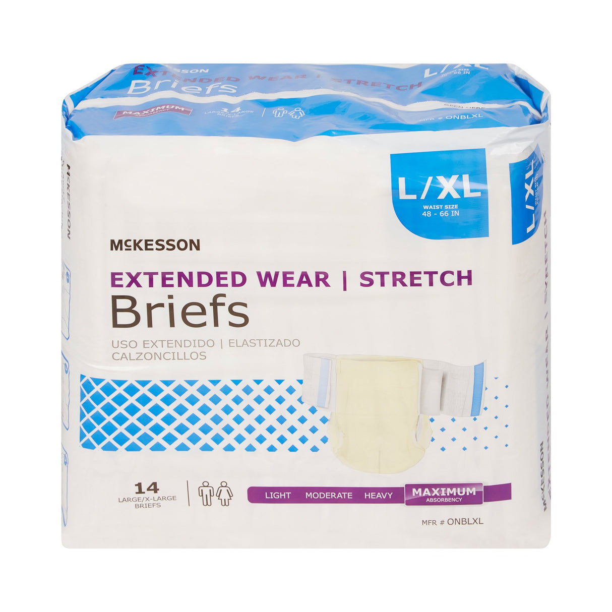 Unisex Adult Incontinence Brief McKesson Extended Wear Large / X-Large Disposable Heavy Absorbency - BeHope