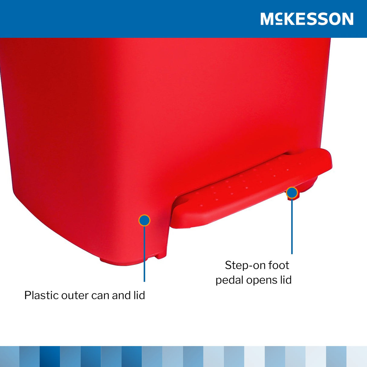 Trash Can McKesson 32 Quart / 8 gal. Red Plastic Rectangular - BeHope