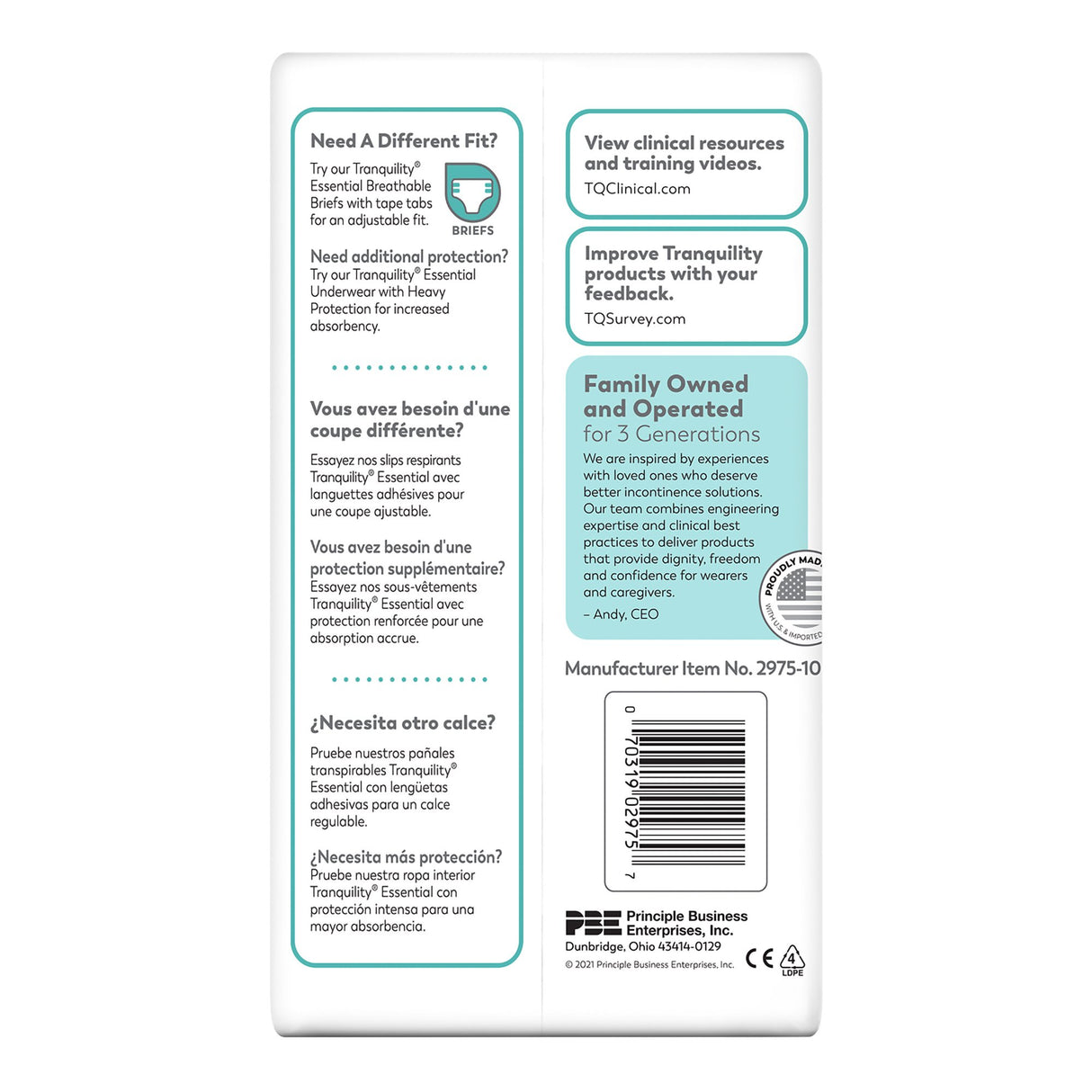 Unisex Adult Absorbent Underwear Tranquility® Essential Pull On with Tear Away Seams Medium Disposable Moderate Absorbency - BeHope