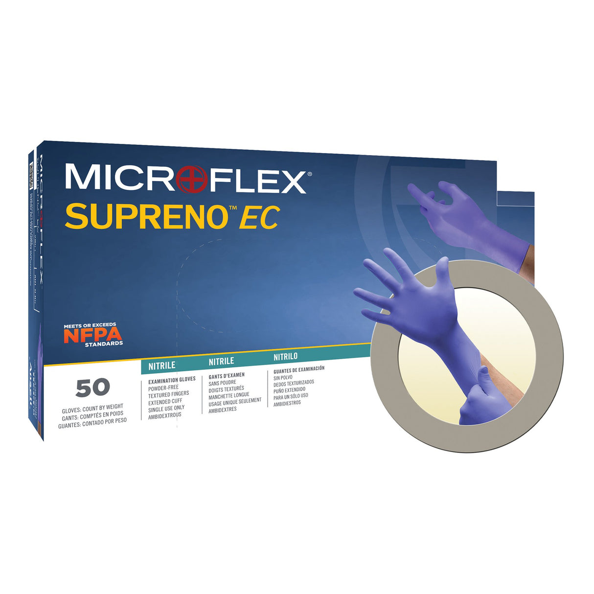 Exam Glove Supreno® EC X-Large NonSterile Nitrile Extended Cuff Length Textured Fingertips Blue Chemo Tested / Fentanyl Tested - BeHope