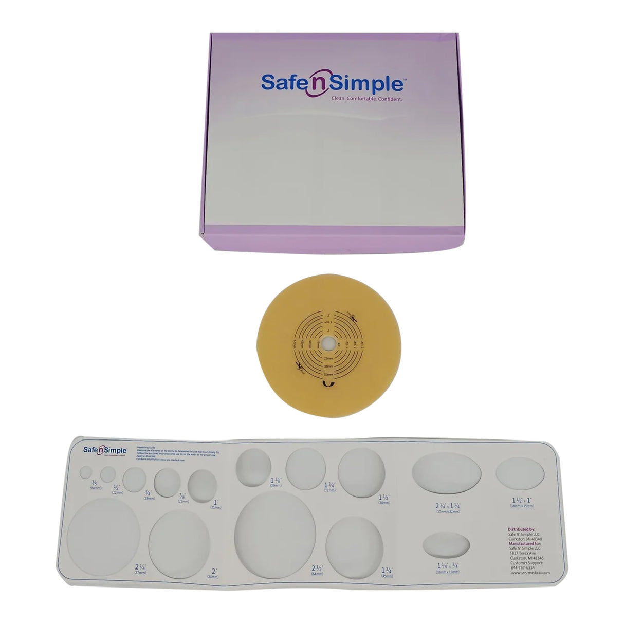 Ostomy Barrier Trim to Fit, Extended Wear Without Tape 70 mm Flange 2 Piece System Hydrocolloid Up to 2-3/4 Inch Opening 5 X 5 Inch - BeHope