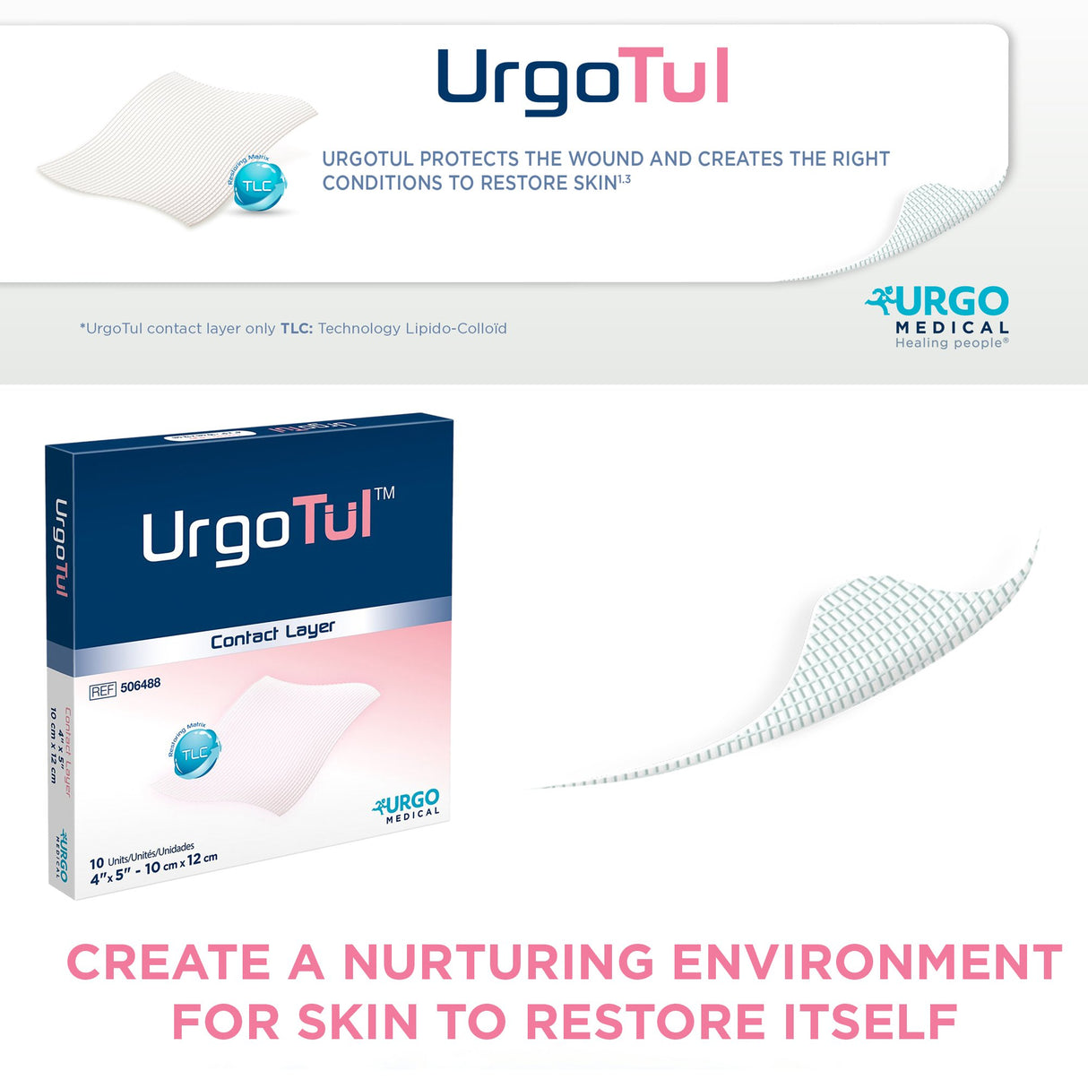 Impregnated Contact Layer Dressing UrgoTul™ 4 X 5 Inch Sterile - BeHope